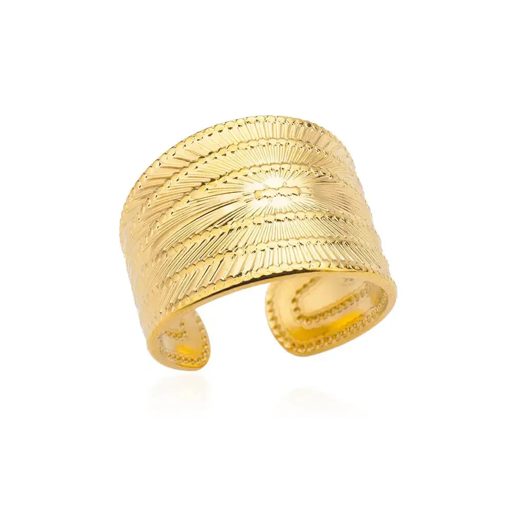 Women’s Stainless Steel Heart Ring – Gold Vintage Waterproof Jewelry Gift