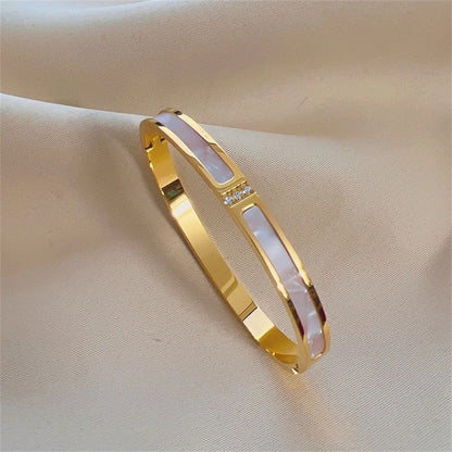 Women’s Jewelry Stackable Bangle Bracelet | Zirconia Inlaid | Stainless Steel | Gift