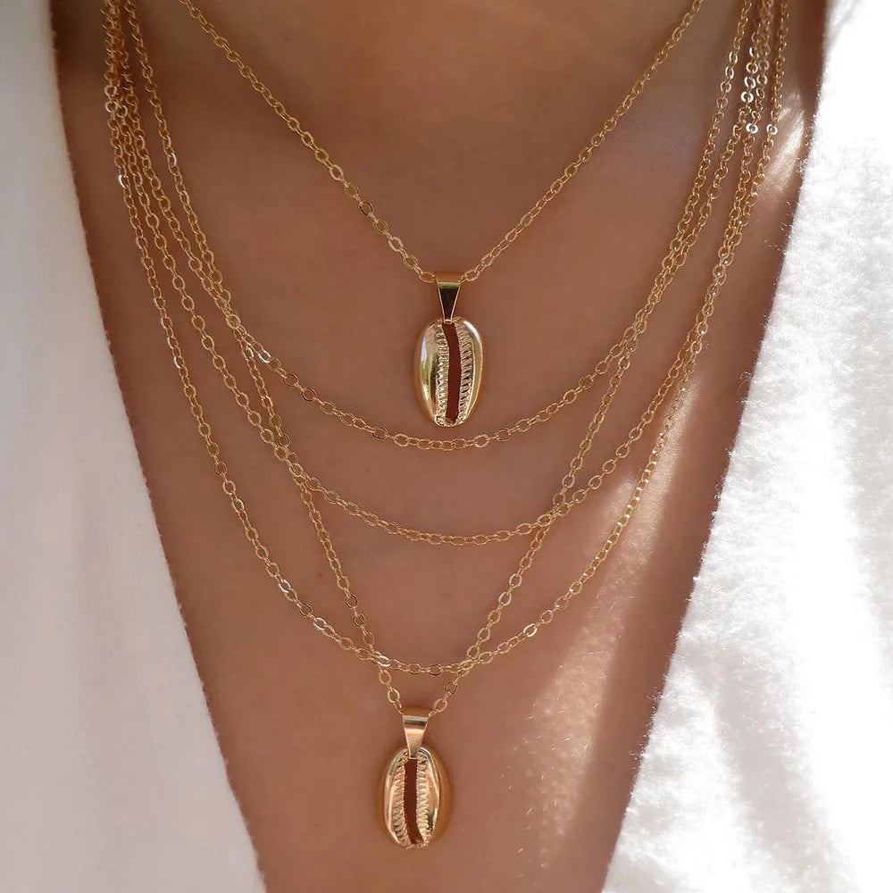 Women’s Jewelry Layered Disc Pendant Necklace | Vintage | Gold Tone | Trendy
