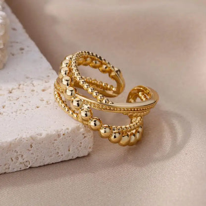 Women’s Stainless Steel Heart Ring – Gold Vintage Waterproof Jewelry Gift