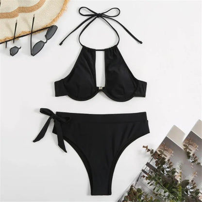 Women’s Brown High Waist Swimwear Bikini