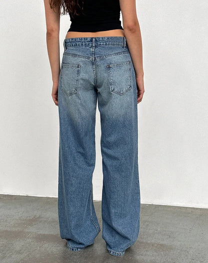 Women’s Jeans Bottom – Low Waist Straight Denim Pants with Pockets Casual Y2K Streetwear