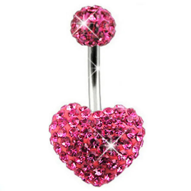 Women’s Pink Crown Heart Belly Button – Crystal Navel Piercing Jewelry