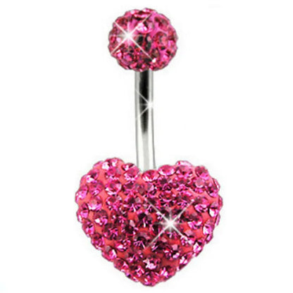Women’s Pink Crown Heart Belly Button – Crystal Navel Piercing Jewelry