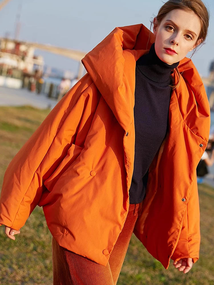 Women’s Down Jacket Outerwear – Oversized Puffer Hooded Jacket