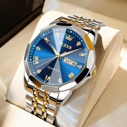 Men’s Fashion Watch – Waterproof Stainless Steel Wristwatch with Luminous Dial & Date