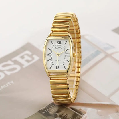 Women’s Barrel Shaped Quartz Watch | Retro | Elastic Band | Elegant