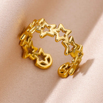 Women’s Jewelry Shell Star Open Ring | Trendy | Gold Tone