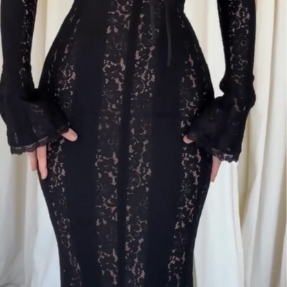 Women’s Lace Hollow Out Strapless Gown – Elegant Off Shoulder Backless Maxi Dress for Party & Evening Events