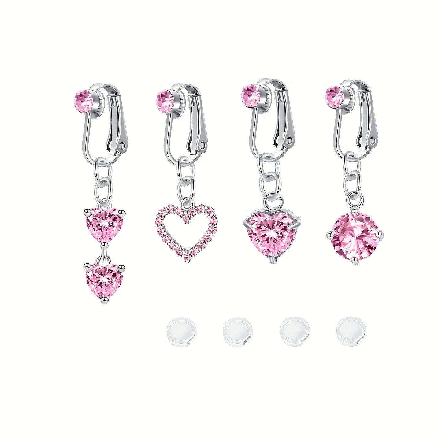 Women’s Boho Elegant Fake Belly Button (4pcs) – Non-Piercing Clip-On Navel Jewelry