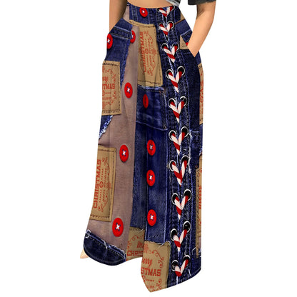 Women’s Camouflage Pants Bottom – High Waist Wide Leg Stretchy Loose Fit Trousers with Pockets