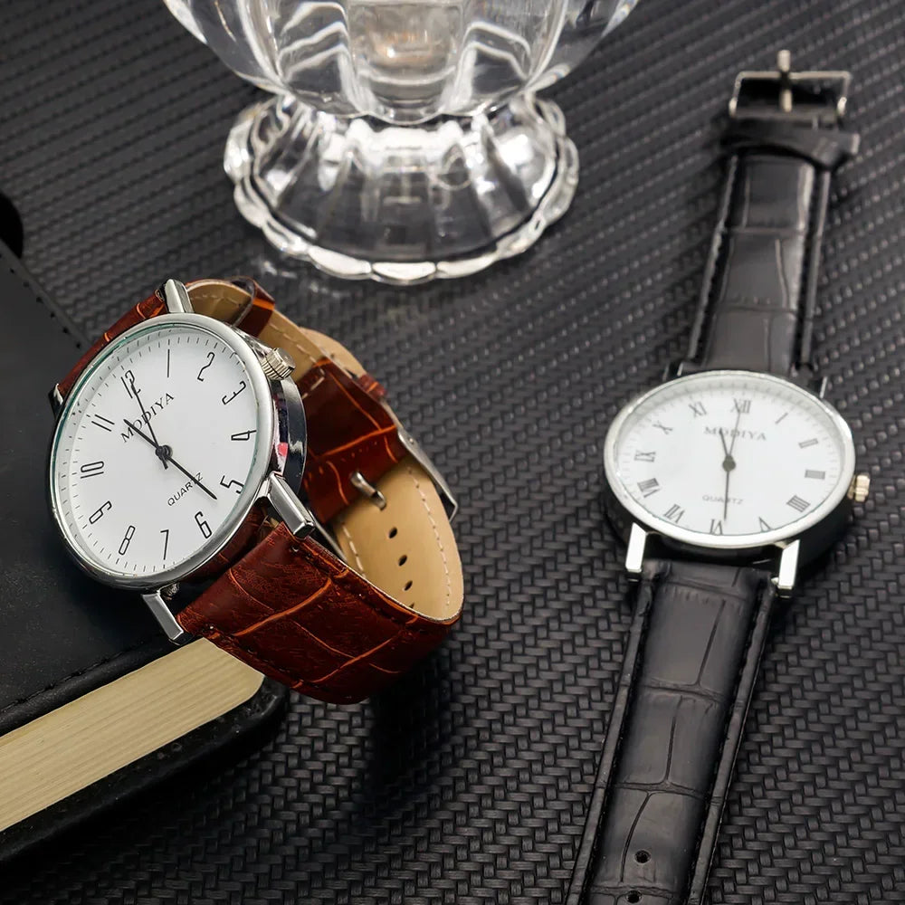 Men’s Luxury Leather Strap Watch – Business Analog Wristwatch, Casual Simple Style