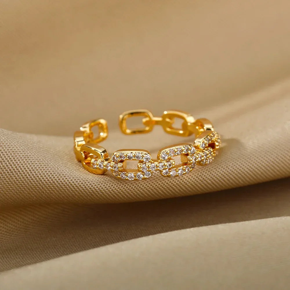 Women’s Stainless Steel Heart Ring – Gold Vintage Waterproof Jewelry Gift
