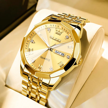 Men’s Fashion Watch – Waterproof Stainless Steel Wristwatch with Luminous Dial & Date