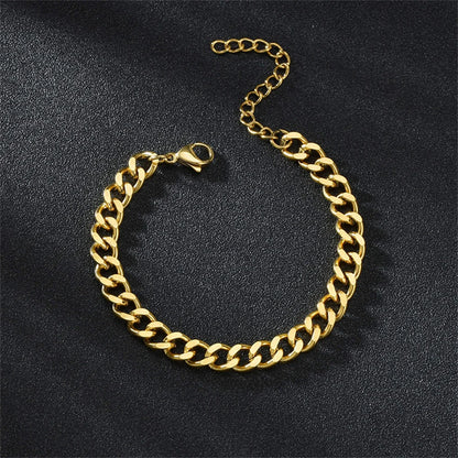 Men’s Hip Hop Stainless Steel Cuban Chain Bracelet – Gold Stainless Steel Unisex Jewelry