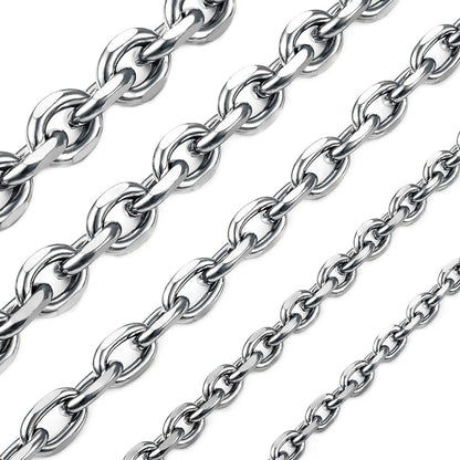 Men’s O-Shape Chain Necklace – Stainless Steel Silver Link Jewelry (1.6–5mm)