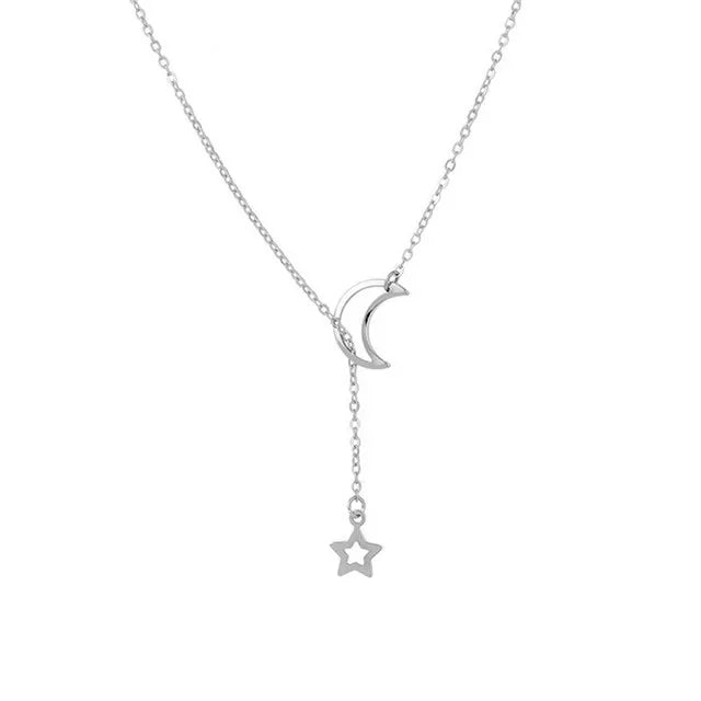 Women’s Jewelry Moon Star Pendant Choker Necklace | Minimal | Gold Tone | Party