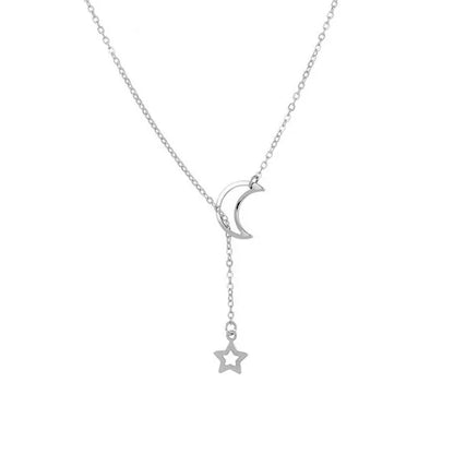 Women’s Jewelry Moon Star Pendant Choker Necklace | Minimal | Gold Tone | Party