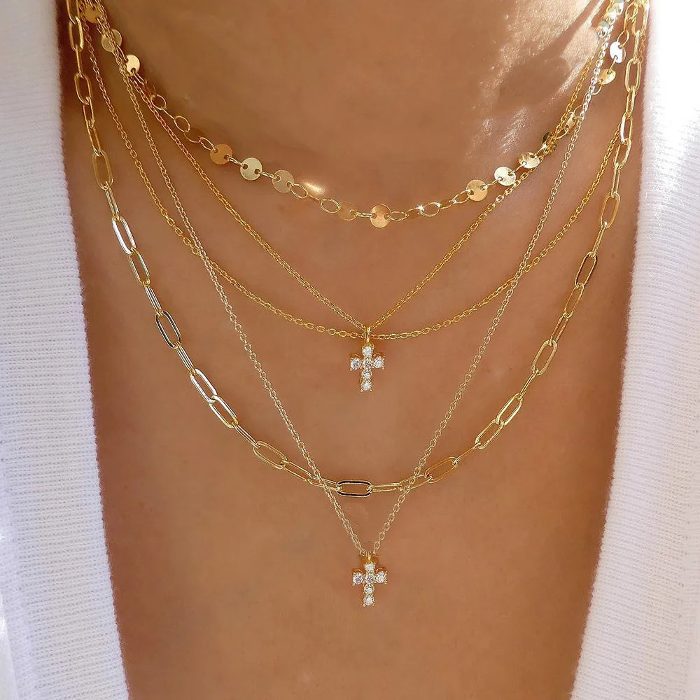 Women’s Jewelry Layered Disc Pendant Necklace | Vintage | Gold Tone | Trendy