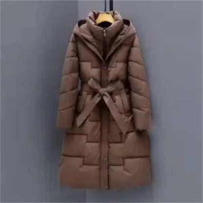 Women’s Long Down Outerwear – Hooded Knee-Length Puffer Jacket