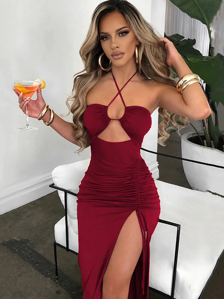 Women’s Sleeveless Backless Maxi Dress – Slim Fit Party Club Dress