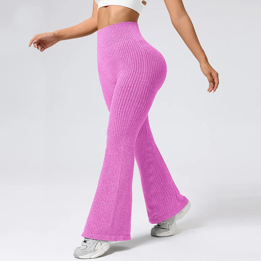 Women’s High-Waisted Flared Yoga Pants – Breathable 4-Way Stretch Sports Bottoms