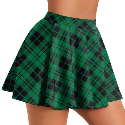Women’s Retro Plaid Pleated Skirt Bottom – Y2K Vintage A-Line Mini School Uniform Style