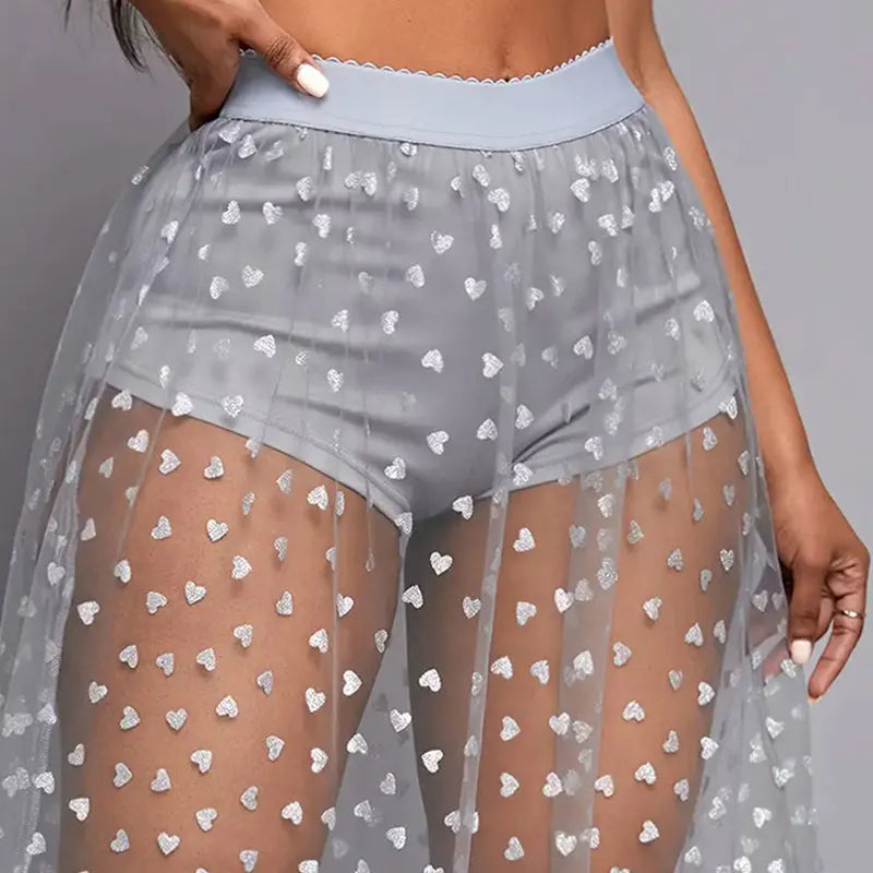 Women’s Elegant Lace Maxi Skirt Bottom – Sexy See-Through Black High Waist Party Skirt