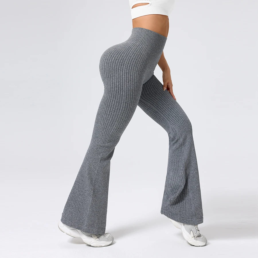 Women’s High-Waisted Flared Yoga Pants – Breathable 4-Way Stretch Sports Bottoms