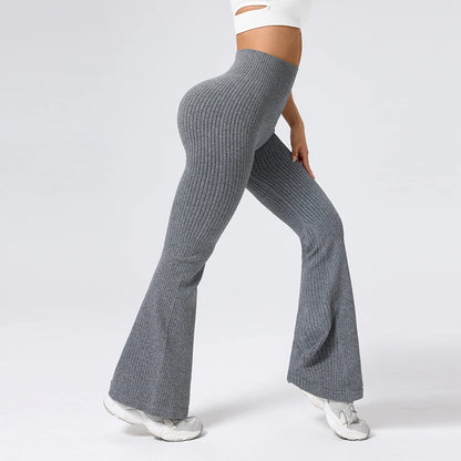 Women’s High-Waisted Flared Yoga Pants – Breathable 4-Way Stretch Sports Bottoms