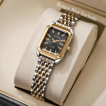 Women’s Rectangle Dial Quartz Watch | Minimal | Steel Strap | Gift