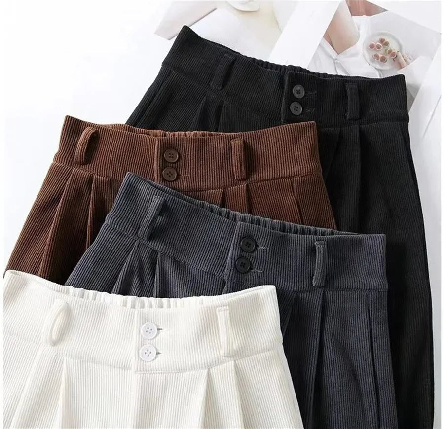 Women’s High Waist Warm Wide Leg Pants Bottom – Winter Thick Velvet