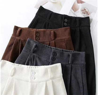 Women’s High Waist Warm Wide Leg Pants Bottom – Winter Thick Velvet