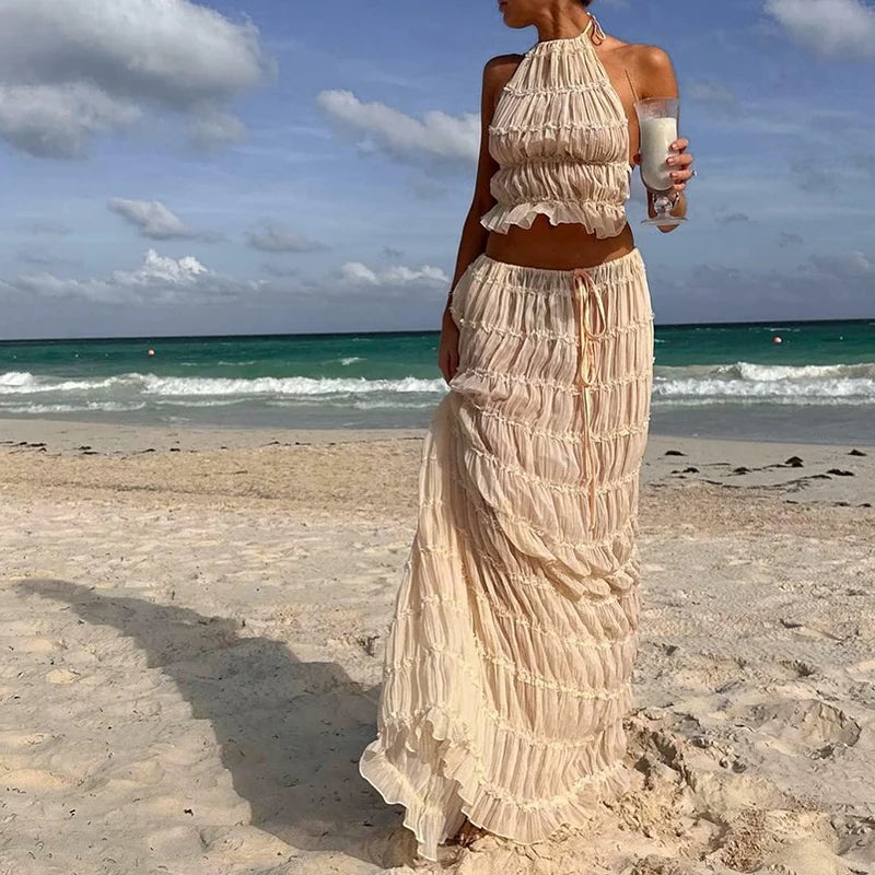 Women’s Boho Backless Summer Set | Elegant Beach Outfit