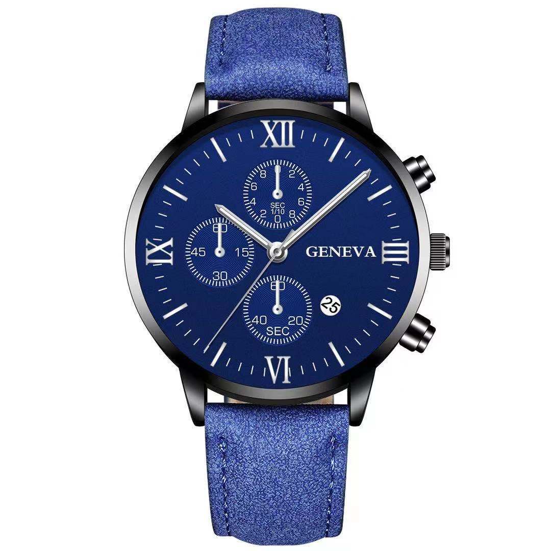 Men’s Luxury Quartz Sport Watch – Leather Strap Analog Wristwatch with Date