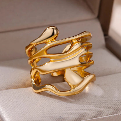 Women’s Jewelry Wide Open Ring | Statement | Gold Tone | Unisex
