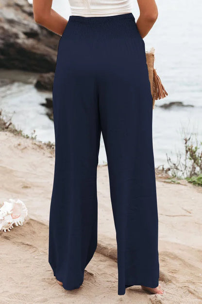 Women’s Casual Drawstring Bottom – Distressed Mid Waist Pants, Relaxed Everyday Street Style