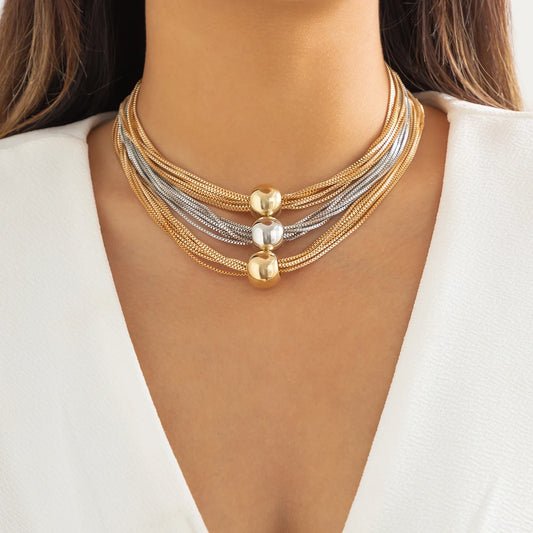 Women’s Jewelry Chunky Big Ball Choker Necklace | Vintage | Gold Tone | Statement