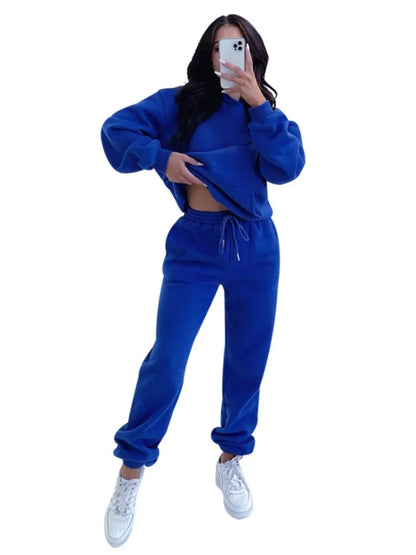 Women’s Autumn Winter Fleece Tracksuit Set – 2 Piece Casual Outfit