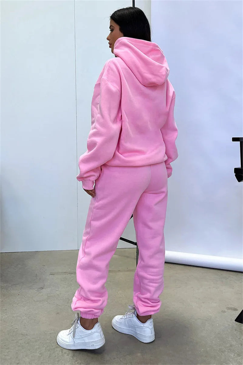 Women’s Autumn Winter Fleece Tracksuit Set – 2 Piece Casual Outfit