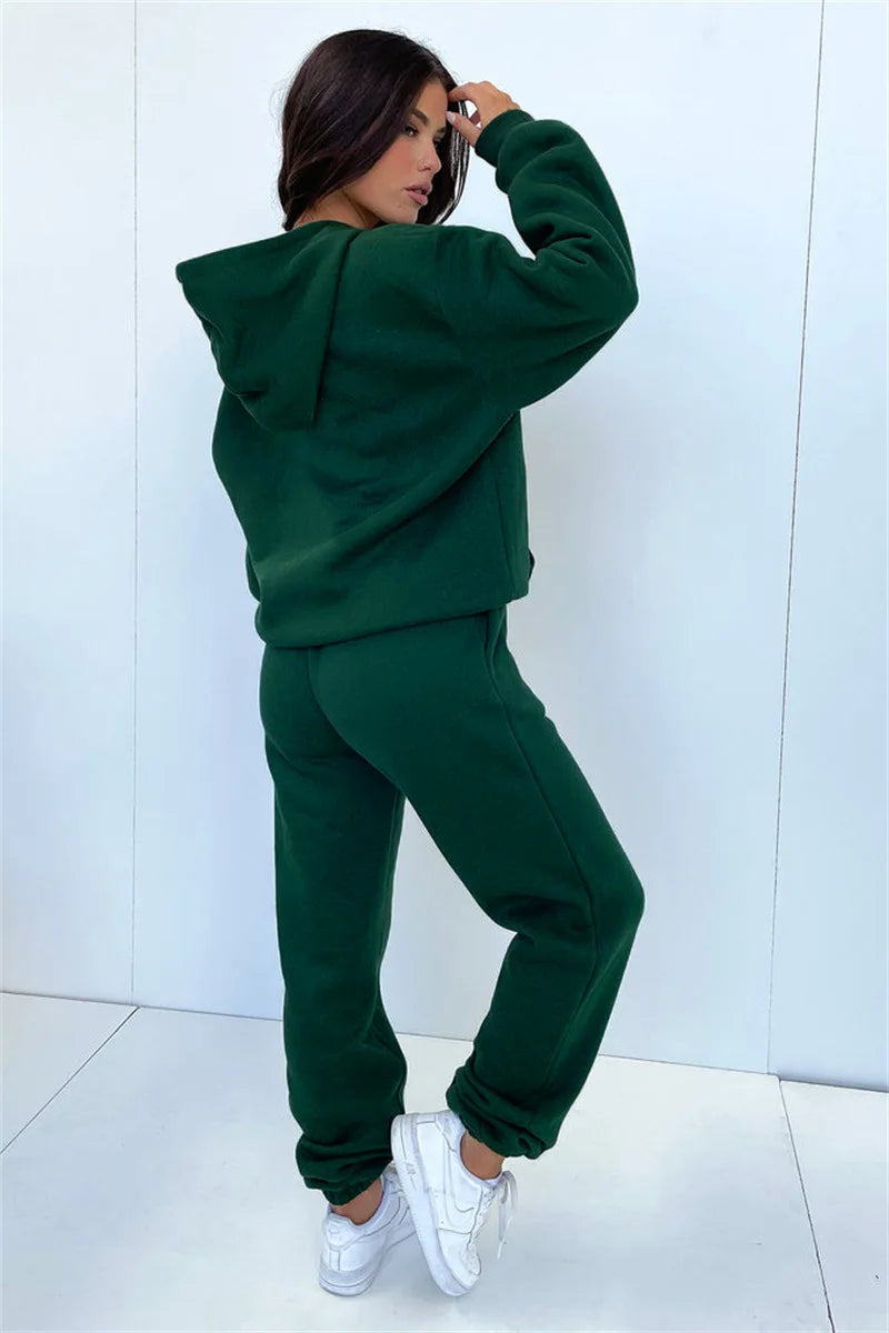 Women’s Autumn Winter Fleece Tracksuit Set – 2 Piece Casual Outfit