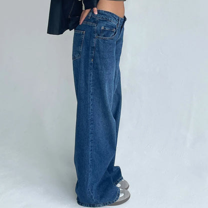 Women’s Jeans Bottom – Low Waist Straight Denim Pants with Pockets Casual Y2K Streetwear