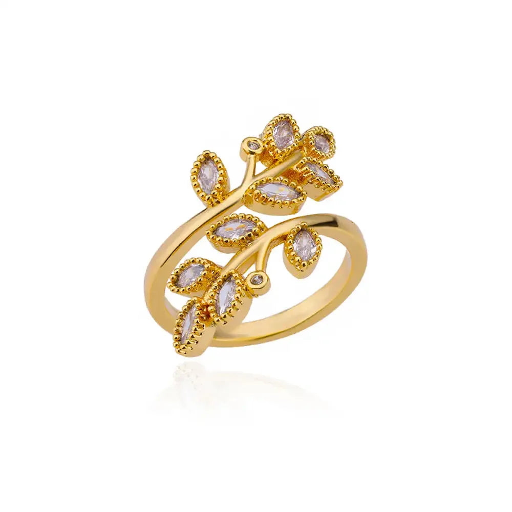 Women’s Gold Stainless Steel Heart Ring – Adjustable Imitation Open Band
