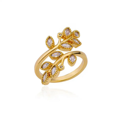 Women’s Gold Stainless Steel Heart Ring – Adjustable Imitation Open Band