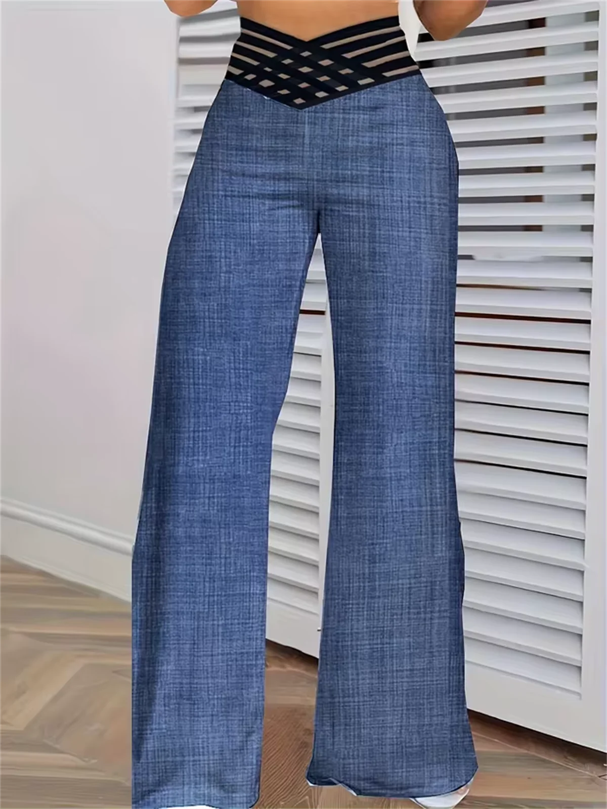 Women’s High Waist Hollow Out Pants Bottom – Retro Bootcut Y2K Trousers, Korean Style Casual Baggy Outfit for Spring & Summer