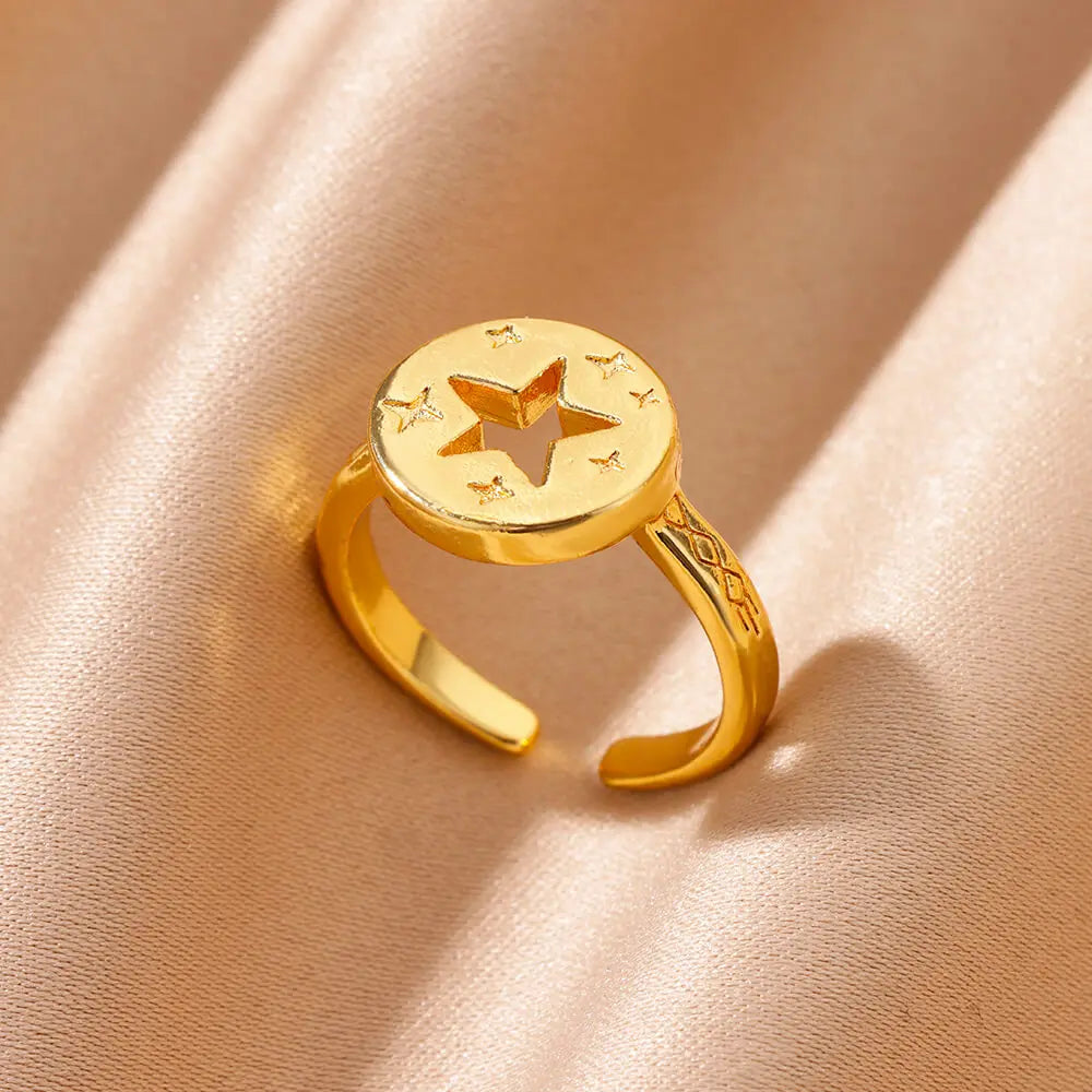 Women’s Jewelry Shell Star Open Ring | Trendy | Gold Tone