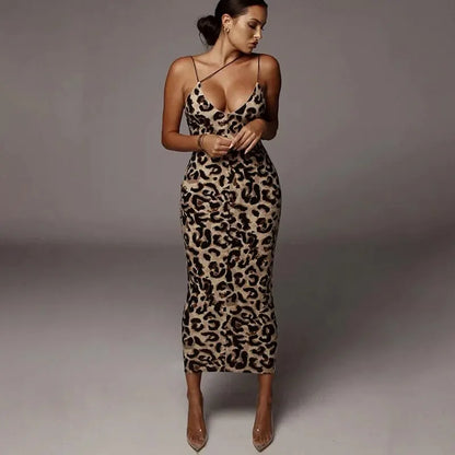Women’s Leopard Maxi Dress – Sexy Summer Party & Evening Streetwear