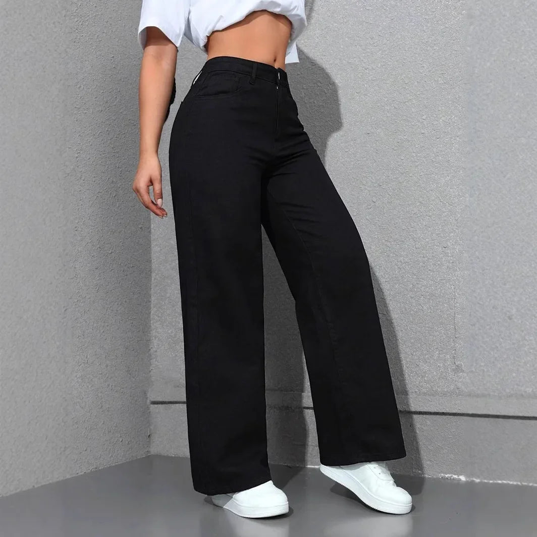 Women’s High-Waist Denim Pants – Vintage Wide-Leg Streetwear Jeans Bottom