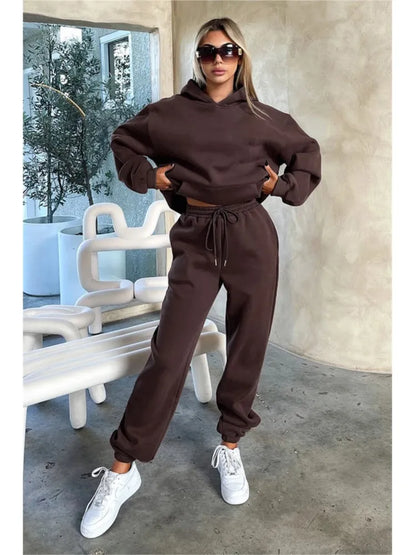Women’s Autumn Winter Fleece Tracksuit Set – 2 Piece Casual Outfit