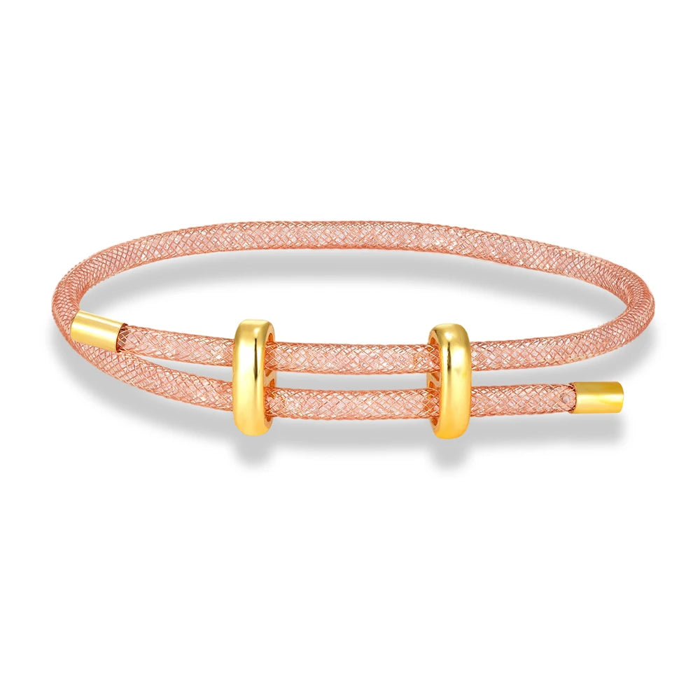 Women’s Stainless Steel Mesh Bracelet – Minimalist Crystal Bangle Jewelry